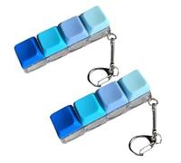 2 PCS Keyboard Fidget Toy, Keyboard Keychain, Keyboard Clicker Fidget, Stress Relief Keychain with Gradient Blue Keycaps for Office, School, And Travel, Ideal to Enhance Focus and Relaxation