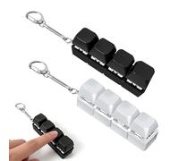 2 PCS Keyboard Fidget Toy - Portable 4 Keys Keyboard Clicker Fidget Toy - Clicky Fidget Keyboard for Adults & Teen Stress Relief - Small Keyboard Clicker for Focus and Downtime (Black, White)