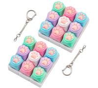 2 Pcs Keyboard Fidget Toys Fidget Clicker for Adults to Relieve Stress and Anxiety Decompression Keyboard Fidget Keychain (Green Pink Blue-Cat Paw)