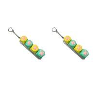 2 PCS Keyboard Fidget Toys for Adults Keyboard Clicker with LED Light Cute Cats Keychain Fidget Sensory Fun Toys Keyboard Button Finger Clicker Toy for Anxiety Decompression (Green&Yellow)
