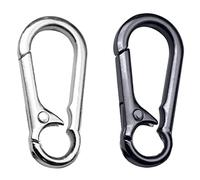 2 Pcs Keychain Clip Key Ring,Metal Carabiner Clips Keyring Keychains Chain Holder Organizer for Car and Keys Finder, Silvery + Black Steel, Medium Silver+black steel