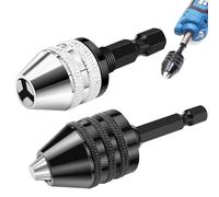 2 PCS Keyless Drill Chuck Bit 1/4 Inch Hex Shank Keyless Drill Chuck Fast Change Converter Extension Screwdriver Adapter in 0.3-6.5 Mm, 0.3-3.6 mm for Tool Attachment