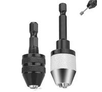 2 Pcs Keyless Drill Chuck Conversion Tool, 1/4 Inch Hex Shank Drill Bit Adapter Quick Change Converter Screwdriver for Micro Drill Bit, Pin Chuck and Manul Drill