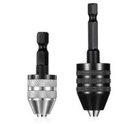 2 PCS Keyless Drill Chuck for Impact Driver, 1/4 Inch Hex Shank Drill Chuck Fast Change Converter Extension Drills Bit Adapter Keyless Chucks, Chucks Conversion Adapter in 0.3-6.5mm, 0.3-3.6mm