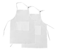 2 Pcs Kids Apron for Cooking Age 3-6, Adjustable Children Aprons with 2 Large Pockets, Convenient Child Artist Aprons for Boy Girl Painting,Toddler Chef Bib Apron for Kitchen Crafting Baking?White?