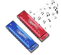2 Pcs Kids Harmonica Kids, Mouth Organ,10 Hole 20 Tone Harmonica C Harmonicas for Adults,Perfect Music Gift for Adults,Kids,Beginners,Gifts Music Lovers (Red/Blue)