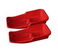 2 Pcs Kids Heavy Duty Snow Sledge - For Kids and Adults, Winter Toboggan Sleigh Sled With Rope | Plastic Ski Board, Pull Strap - Skateboard for Outdoors, Skiing Board, Speeder, High-Performance (Red)