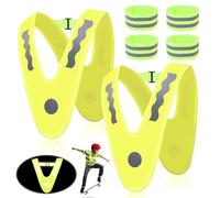 2 Pcs Kids Hi Vis Vests, High Vis Vests, Reflective Safety Vests, High Vis Jackets, Hi Vis Jacket, V Shaped High Visibility Vests Jackets for Running Traffic Work Outdoor + 4 Reflective Wrist Straps