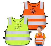 2 PCS Kids High Vis Vest, High Visibility Vests for Boys and Girls Universal Size 3-12 Years Reflective Vest, Breathable, Safety & Visibility, for Cycling, Playing Sports