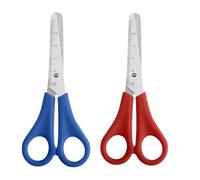 2 Pcs Kids Scissors,Blunt Tip Childrens School Safety Scissors for Kids School,Plastic Handle Craft With Cm-Scale for Students Teaching Stationery Children Scrapbook Art Diy Handmade Durable(Red,Blue)