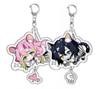 2 Pcs Kimetsus No Keychain Anime Figure Nezuko Shinobu Giyuu Mitsuri Muzan Daki Keyring Pendant Cute Acrylic Chain Decor Ghost Killing Manga Merch (Multicoloured-2)