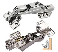 2 Pcs Kitchen Cabinet Door Hinges 165 Degree,Cupboard Hinges,Soft Close Hinge for Kitchen Cupboards,Silent Folding Corner Hinges for Doors (Big Bend Without Cover)