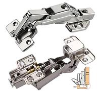 2 Pcs Kitchen Cabinet Door Hinges 165 Degree Kitchen Cupboard Hinges Soft Close Corner Kitchen Cabinet Hinges Folding Mute Cabinet Hinges (Middle Curved Half Cover)