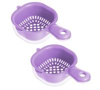 2 Pcs Kitchen Dual Layer Draining Basket with Handle,Plastic Fruit Wash Filter Bowl,Multi-Purpose Fruit Wash Bowl with Strainer, for Washing Vegetables and Fruits (Purple)