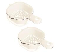 2 Pcs Kitchen Dual Layer Draining Basket with Handle,Plastic Fruit Wash Filter Bowl,Multi-Purpose Fruit Wash Bowl with Strainer, for Washing Vegetables and Fruits (White)