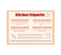 2 Pcs Kitchen Etiquette Sign 5x7 Inch Fridge Magnet Kitchen Rules Sign Essentials for Hosts, Clean Up Reminder, Home or Office Kitchen Supplies