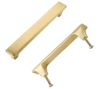 2 Pcs Kitchen Handles 96mm, Brass Drawer Pull Handles Dresser Pulls Cabinet Handle With Screw, Single Hole Furniture Knob Handles for Cabinet Dresser Drawer Wardrobe Cupboard ( Hole Centers:96mm/3.8i
