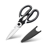 2 Pcs Kitchen Scissors, Heavy Duty Kitchen Scissors, Stainless Steel Kitchen Shear with Cover, Sharp Cooking Scissors for Meat Chicken Fish Nut Vegetable Herb, Bottle Opener (White & Red)