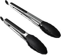 2 PCS Kitchen Silicone Tongs - 9” and 12” Silicone Cooking Kitchen Tongs Kits, Food Barbecue Serving Tongs, Stainless Steel BBQ Serving Tongs, Nonslip Smart Locking & Easy Grip, Heat Resistant