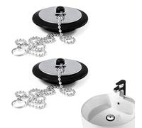 2 Pcs Kitchen Sink Plug Replacement,Drain Stopper,Bath Plug Replacemen,Bathroom Sink Plug Replacement,Universal bath plug for Bathroom Kitchen, Kitchen Sink Plug with Stainless Steel chain