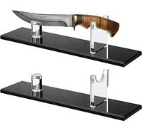 2 Pcs Knife Display Stand Acrylic Knife Stand Collection Display Stand Holder, Desktop Knife Display, Single Knife Holder for Home Decor (Black-2Pcs)