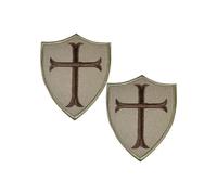 2 PCS Knights Templar Cross Patches Knight Patches Embroidered Morale Patch(Khaki)