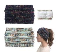2 PCS Knitted Headbands for Women, Warm Winter Earmuffs, Braided Headbands, Comfortable Headbands for Women, Fleece Lined Headbands for Outdoor Sports