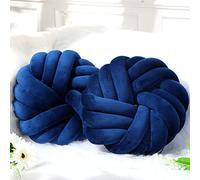 2 Pcs Knot Pillow 14 x 14 Inch Plush Throw Knot Ball Pillow Decorative Soft Sofa Knot Pillow Ball Handmade Chair Cushion Home Stuffed Ball Pillow for Living Room Bedroom Car Decorations (Royal Blue)