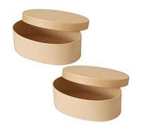 2 Pcs L-Size Oval Kraft Paper Gift Box Set, 7.6 x 5.3 x 3.0 in / 19.2 x 13.5 x 7.7 cm Beige Favor Cases with Honeycomb Filler, Long-Lasting Unique for Cookies, Bakery Packaging, Wedding Party Treats