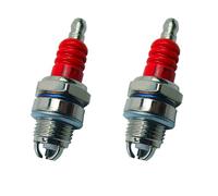 2 PCS L7T Spark Plug Universal 2 Stoke Engine Spark Plug Nickel Alloy Lawnmower Spark Plugs for Strimmer Chainsaw Lawnmower Hedge Trimmer Cutter Replacement Accessories (Silver + Red)