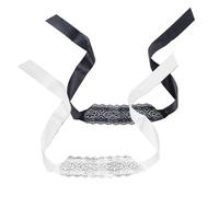2 Pcs Lace Eye Mask for Woemen, Sexy Hollow Lace Blindfold for Adult Play White & Black, See-Through Masquerade Mask with Tie Straps for Halloween Cosplay Party