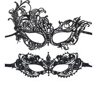 2 PCS Lace Masquerade Masks for Women, Black Face Mask for Women, Venetian Carnival Masks, Lady Girl Lace Eye Mask, for Elegant Prom, Halloween, Costume Party