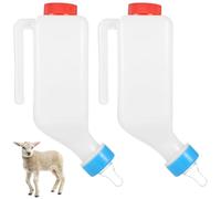 2 PCS Lamb Feeding Bottles, 27 oz Goat Milk Feeders with Scale, Hanging Handle, Silicone Pacifier, Hang Upside Down Nursing Bottle for Young Animals, Piglet, Small Pets
