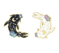 2 Pcs Lapel Brooches Pin, Black and White Fish Brooch Pins Badge for Backpacks Clothes Bags Jackets Hat Jewelry