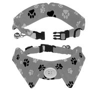 2 PCS Lapel Design Pet Bow Tie Adjustable Dog Collar with Bowtie Animal Paw
