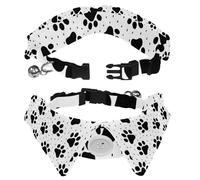 2 PCS Lapel Design Pet Bow Tie Adjustable Dog Collar with Bowtie Animal Paw