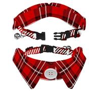 2 PCS Lapel Design Pet Bow Tie Adjustable Dog Collar with Bowtie Classic Plaid Burgundy