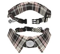 2 PCS Lapel Design Pet Bow Tie Adjustable Dog Collar with Bowtie Classic Plaid Check