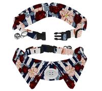 2 PCS Lapel Design Pet Bow Tie Adjustable Dog Collar with Bowtie Flowers White Blue Stripe