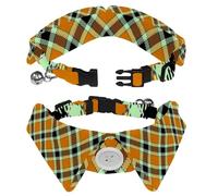2 PCS Lapel Design Pet Bow Tie Adjustable Dog Collar with Bowtie Plaid Pattern