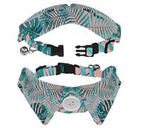 2 PCS Lapel Design Pet Bow Tie Adjustable Dog Collar with Bowtie Tropical Leaves