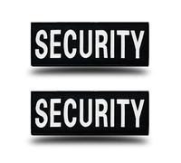 2 Pcs Large 10.8X4 inch Reflective Black Security Patch Tactical Hook and Loop Embroidered Fastener Security Guard Badge for Cosplay Backpacks Uniform Clothes Vest Jacket Dog Harness