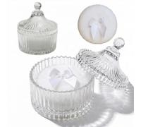 2 Pcs Large Body Powder Puff and Container Powder Container with Puff Powder Puff Crystal Container Soft Washable Reusable Velour Face Body Glitter Powder Puff Wet Dry Makeup (White 1)