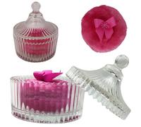 2 Pcs Large Body Powder Puff and Container Powder Container with Puff Powder Puff Crystal Container Soft Washable Reusable Velour Face Body Glitter Powder Puff Wet Dry Makeup (Rose Pink)