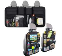 2 Pcs Large Capacity Front Car Seat Organizers & 1 Pc Spacious Trunk Storage Bag, Foldable ,Multifunctional Waterproof Back Seat Organiser with Touch Tablet Holder, bottles,toys,books,Car Accessor