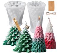 2 PCS Large Christmas Candle Molds for Candle Making Christmas Tree Silicone Wax Molds Epoxy Resin Casting 6 inch 3D Xmas Tree Shape Ornament Mold DIY Soap Candles Art Craft Silicone Mould Home Decor