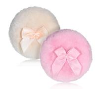 2 Pcs Large Fluffy Powder Puffs, 3.4 Inch Soft Body Powder Puff Washable Reusable Dusting Big Fluffy Puff for Wet Dry Makeup Face Body