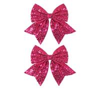 2 Pcs Large Glitter Bow Hair Clips Big Sequin Hair Bows Sparkling Bowknot Hairpins Cute Bow Hairpin Decorative Sparkly Hairpins Cheerleader Accessories for Holiday Festival Hot Pink