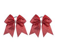 2 Pcs Large Glitter Cheer Hair Bows Cheerleader Hair Ties Sparkly Sequin Ponytail Holder Cheerleading Hair Scrunchies Sports Hair Accessories Red