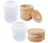 2 PCS Large Jar Resin Molds Box with Lid Silicone Creative Pot Molds for Epoxy Jewelry Trinket Candle Holder Organizer Mold Plant Mold DIY Resin Concrete Crafts Home Decor